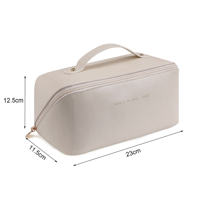 Large Travel Cosmetic Bag Portable Make up Makeup Bag Waterproof PU Leather Storage White