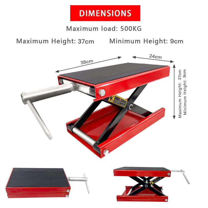 Motorcycle Bike ATV Wide Repair Deck Scissor Lift Jack Crank Hoist Stand 500kg