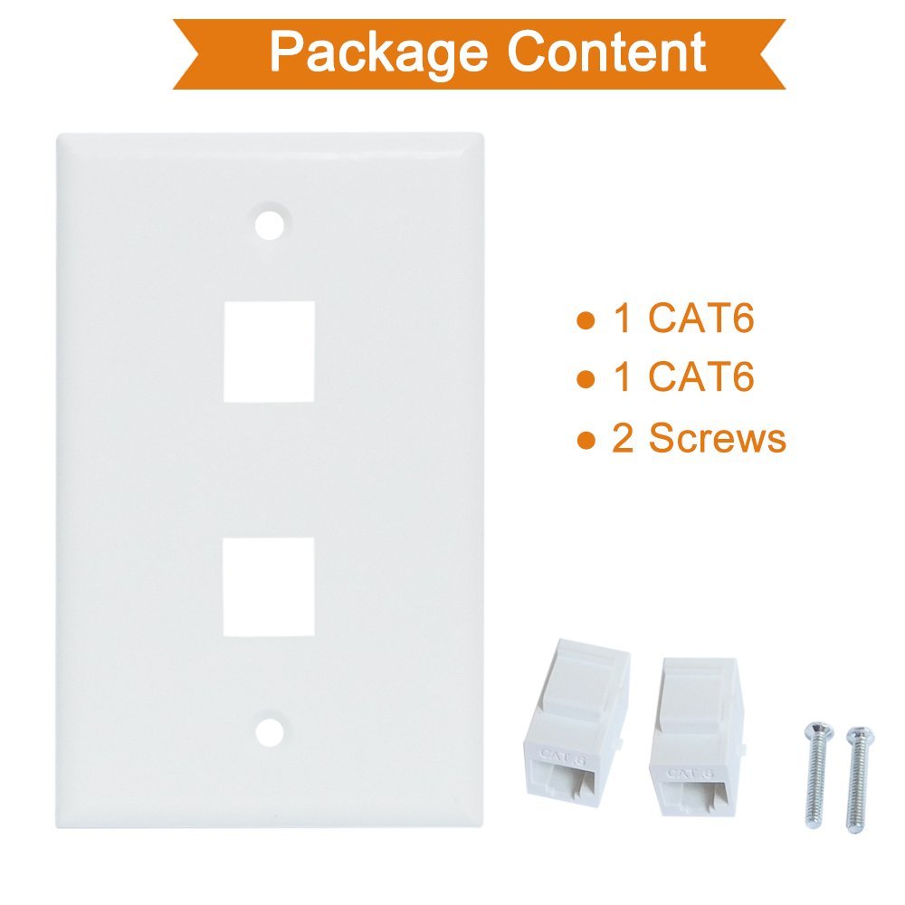 Ethernet Wall Plate 2 Port Cat6 Ethernet Cable Wall Plate Adapter