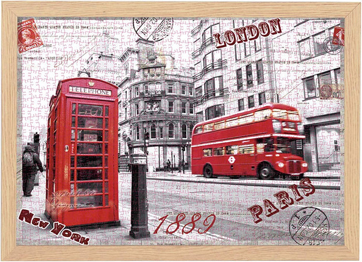 Jigsaw Puzzles 1000 Pieces for Adults London Impression Red Bus Telephone Booth Large Difficult Puzzles