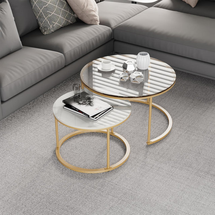 Interior Ave - Elle Luxe - Marble & Gold Nested Coffee Table