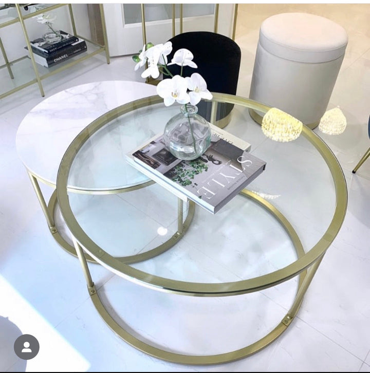 Interior Ave - Elle Luxe - Marble & Gold Nested Coffee Table