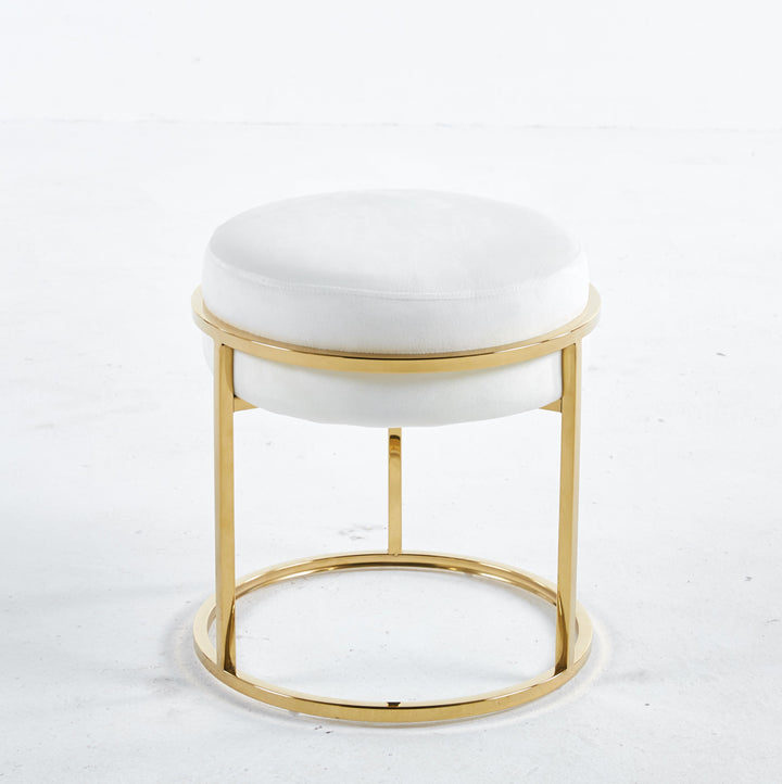 Interior Ave - Soho White Velvet & Gold Ottoman Footstool