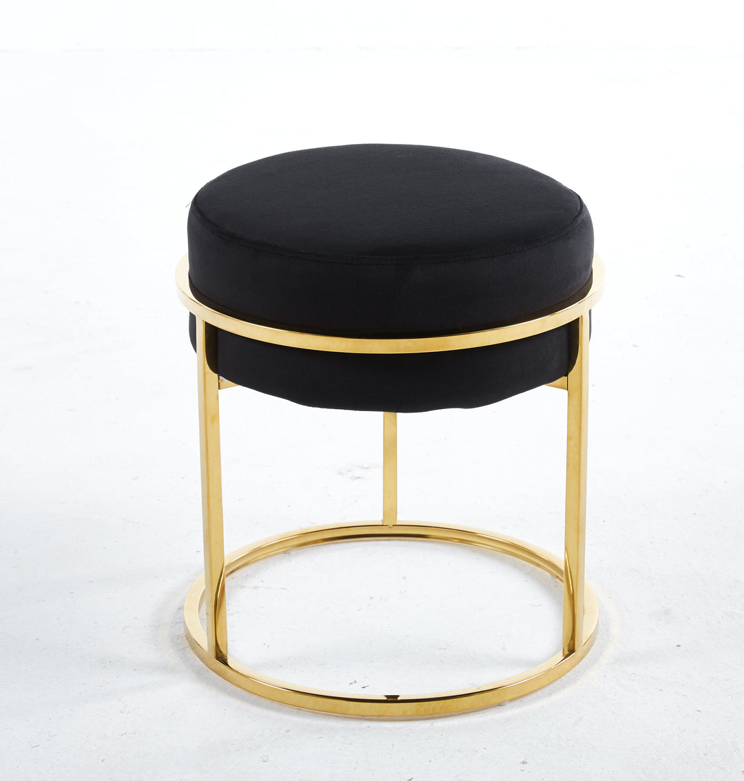 Interior Ave - Soho Black Velvet & Gold Ottoman Footstool