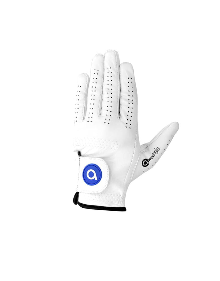 Awezingly Premium Quality Cabretta Leather Golf Glove for Men - White (L)