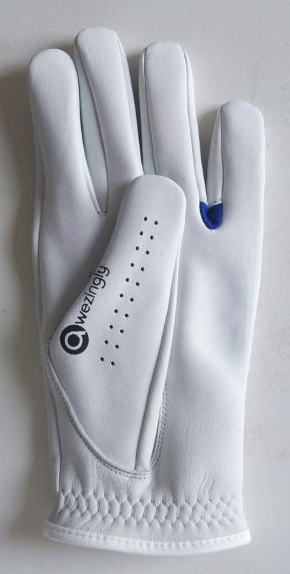 Awezingly Power Touch Cabretta Leather Golf Glove for Men - White (S)