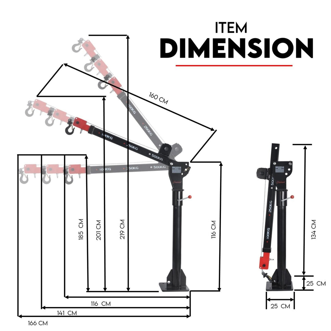 800kg Electric Hoist Winch Crane 12V Swivel Car Truck UTE Lift 360° Pick Up