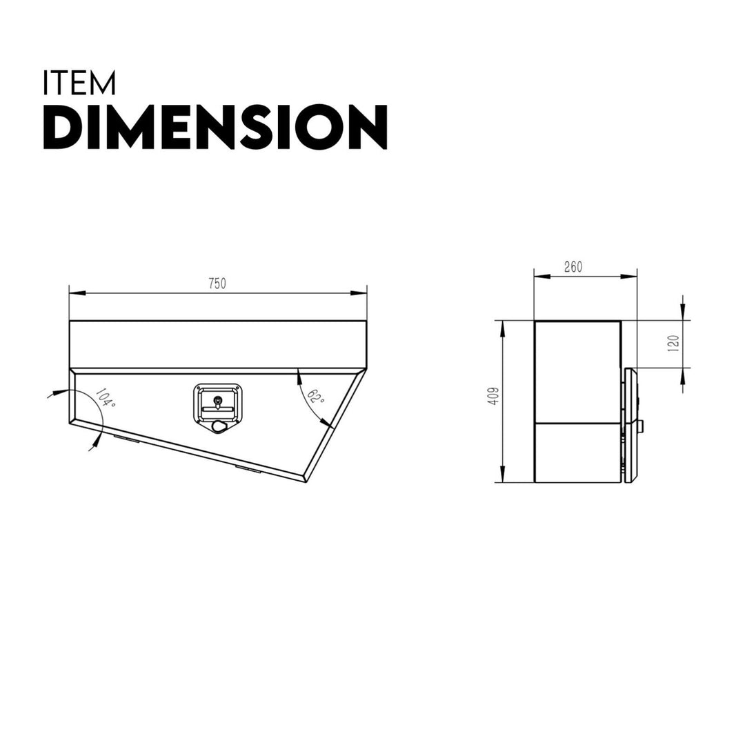 Under Tray Tool Box Underbody Pair Set 750mm White Steel