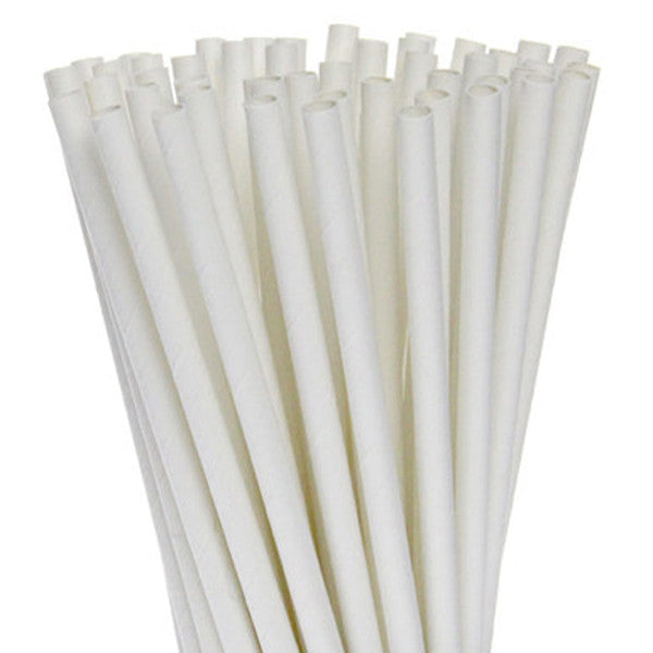 50 Pack White Drinking Straws Biodegradable Eco Paper Birthday Party Event Bistro Bar Cafe Take Away