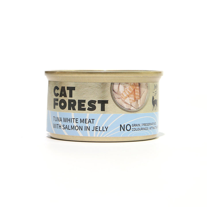 CAT FOREST Premium Tuna White Meat With Salmon In Jelly Cat Canned Food 85G X 24