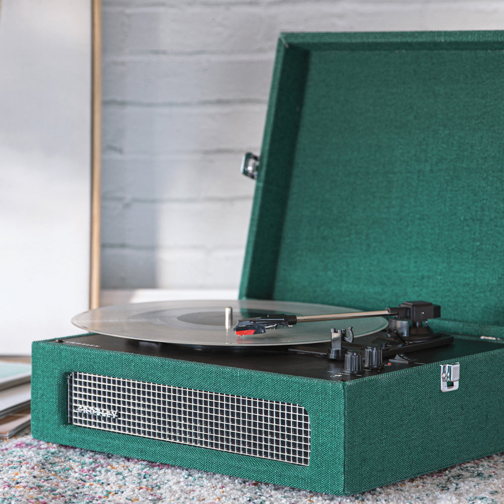 Crosley Voyager Bluetooth Portable Turntable - Dark Aegean + Bundled Crosley Record Storage Display Stand