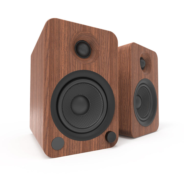 Kanto YU4 140W Powered Bookshelf Speakers with Bluetooth and Phono Preamp - Pair, Walnut