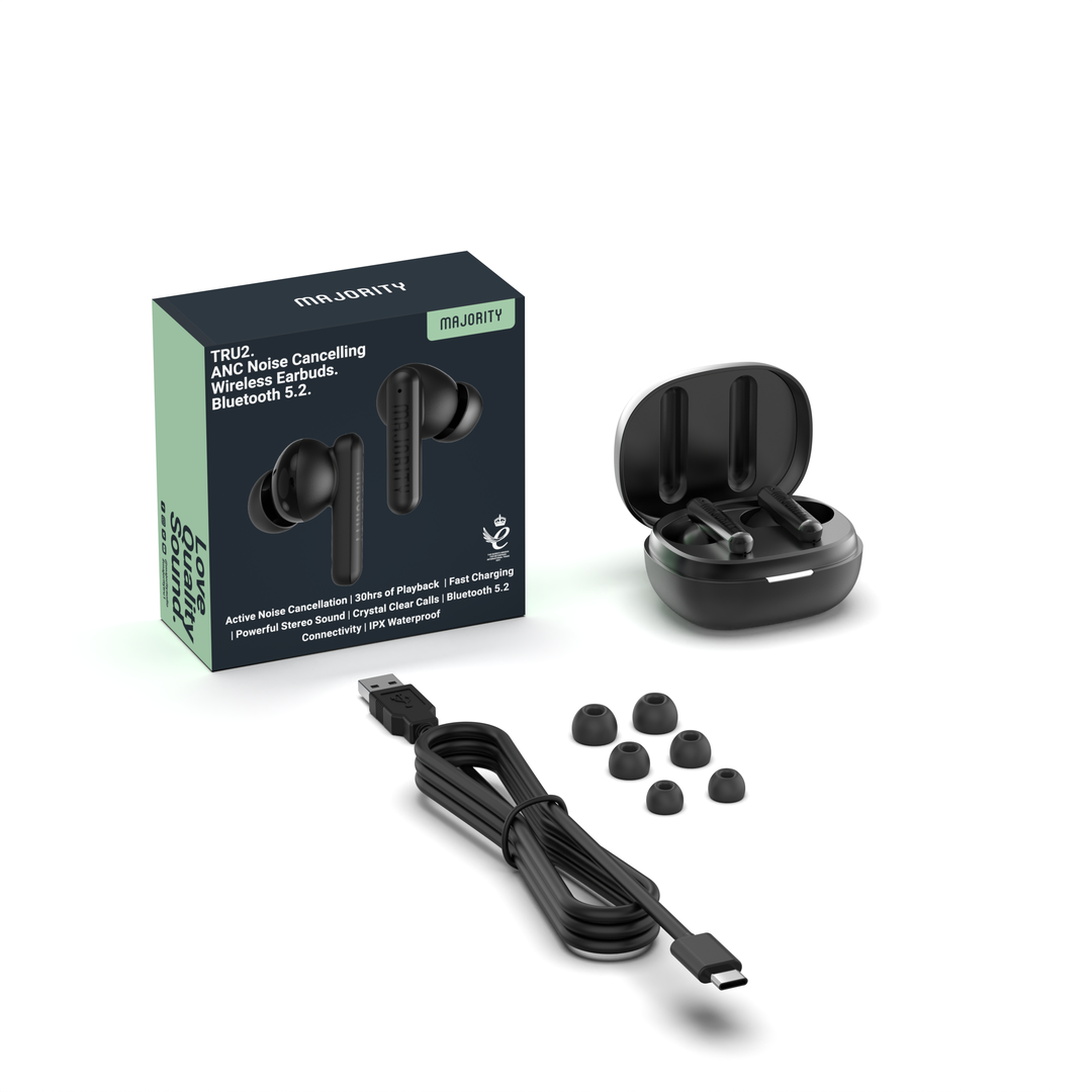 Majority Tru 2 ANC Noise Cancelling TWS Earphones - Black