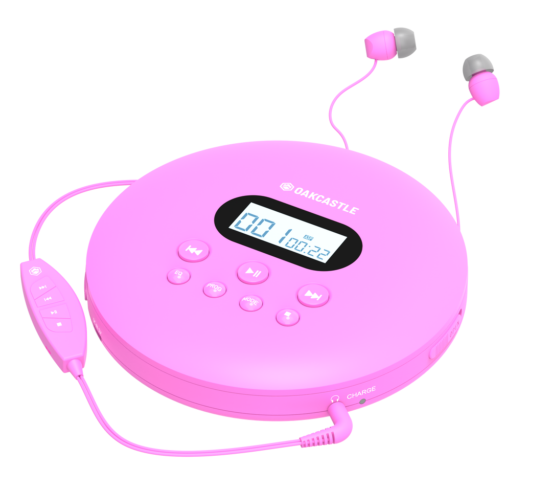 Majority Oakcastle CD100 Bluetooth Portable CD Player - Pink