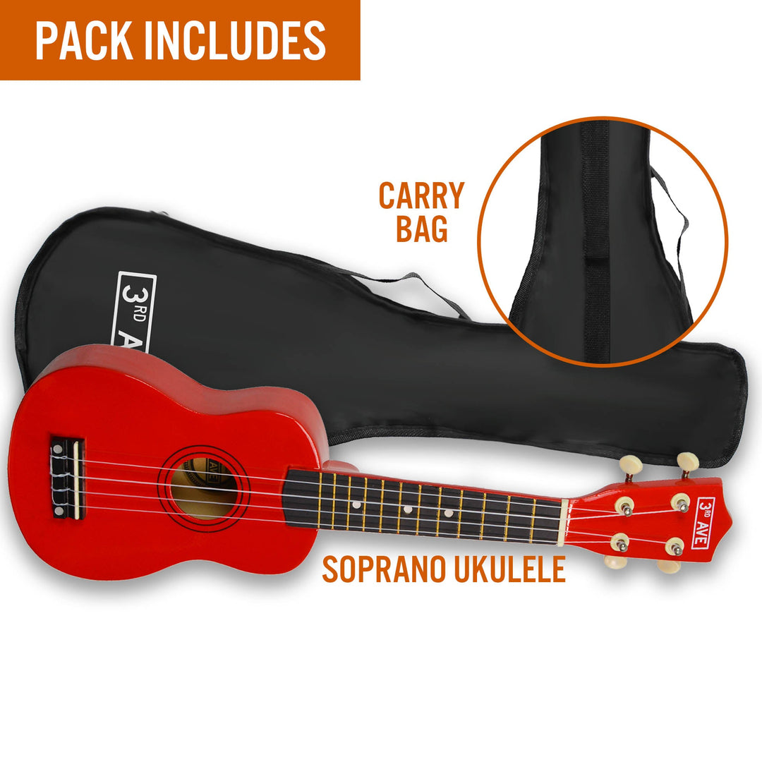 3rd Avenue Soprano Ukulele - Red