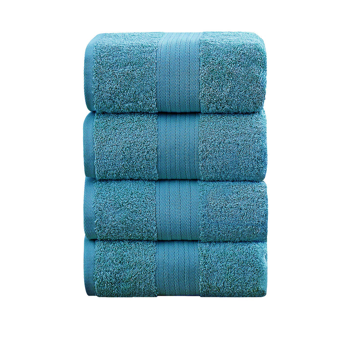 Linenland 4 Piece Cotton Bath Towels Set - Blue