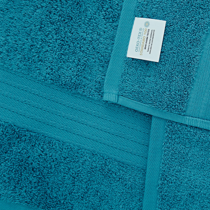 Linenland 4 Piece Cotton Bath Towels Set - Blue