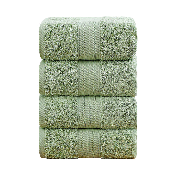 Linenland 4 Piece Cotton Bath Towels Set - Sage Green