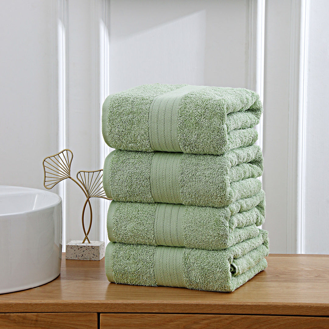 Linenland 4 Piece Cotton Bath Towels Set - Sage Green