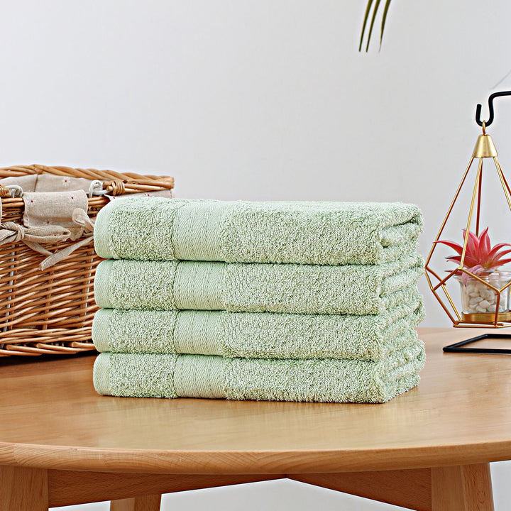 Linenland Bath Towel 4 Piece Cotton Hand Towels Set - Sage Green