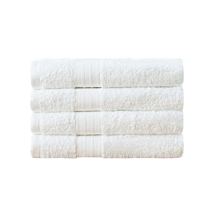 Linenland Bath Towel 4 Piece Cotton Hand Towels Set - White