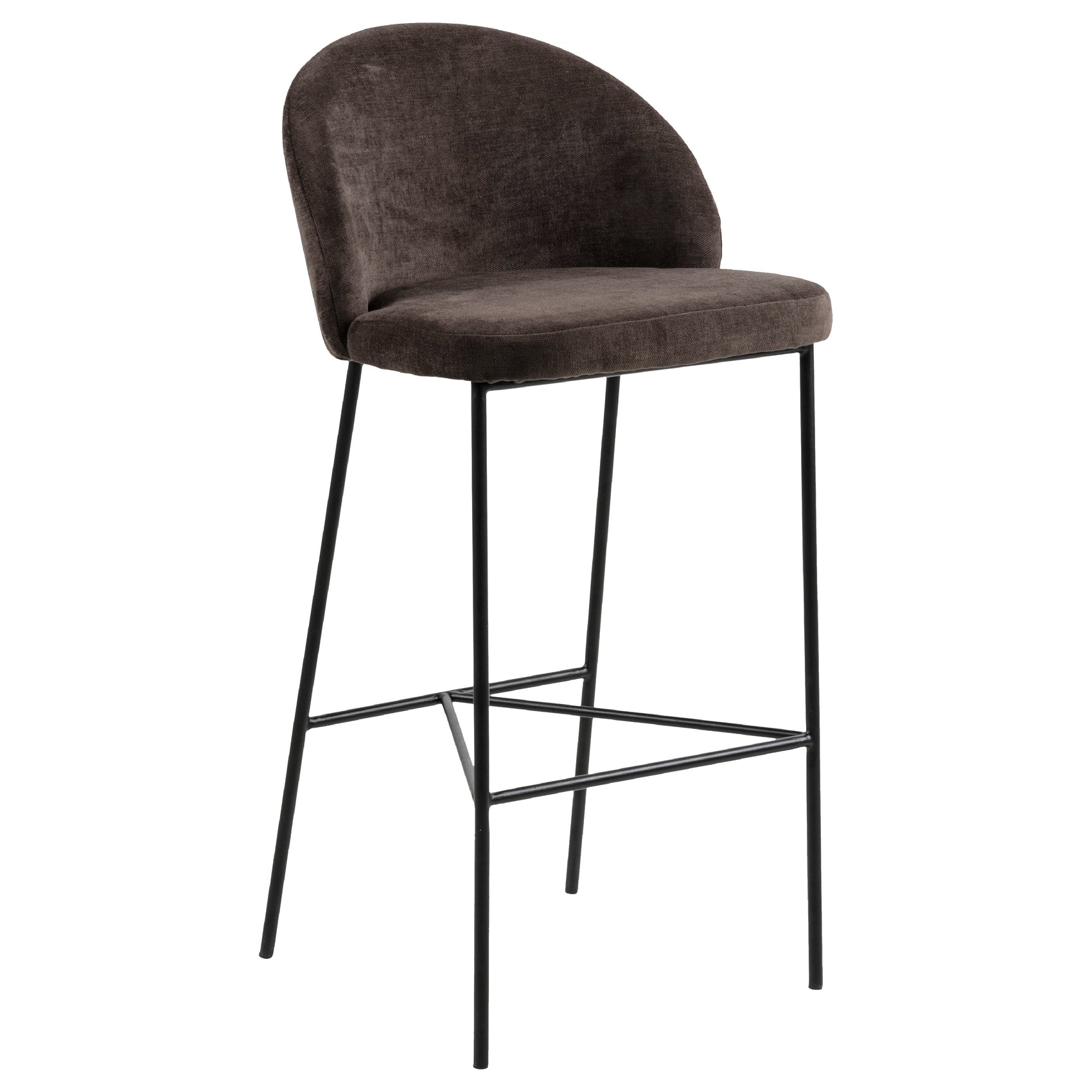 Nelson Barstool Brown Fabric Steel Black Legs