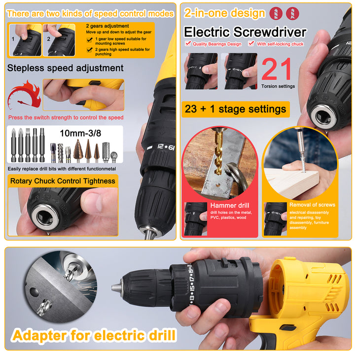 7in1 Multi-function Rechargeable Li-ion Electric Machine Set Electric Hammer Drill Chainsaw Conversion Tool Set Power Tool Kit