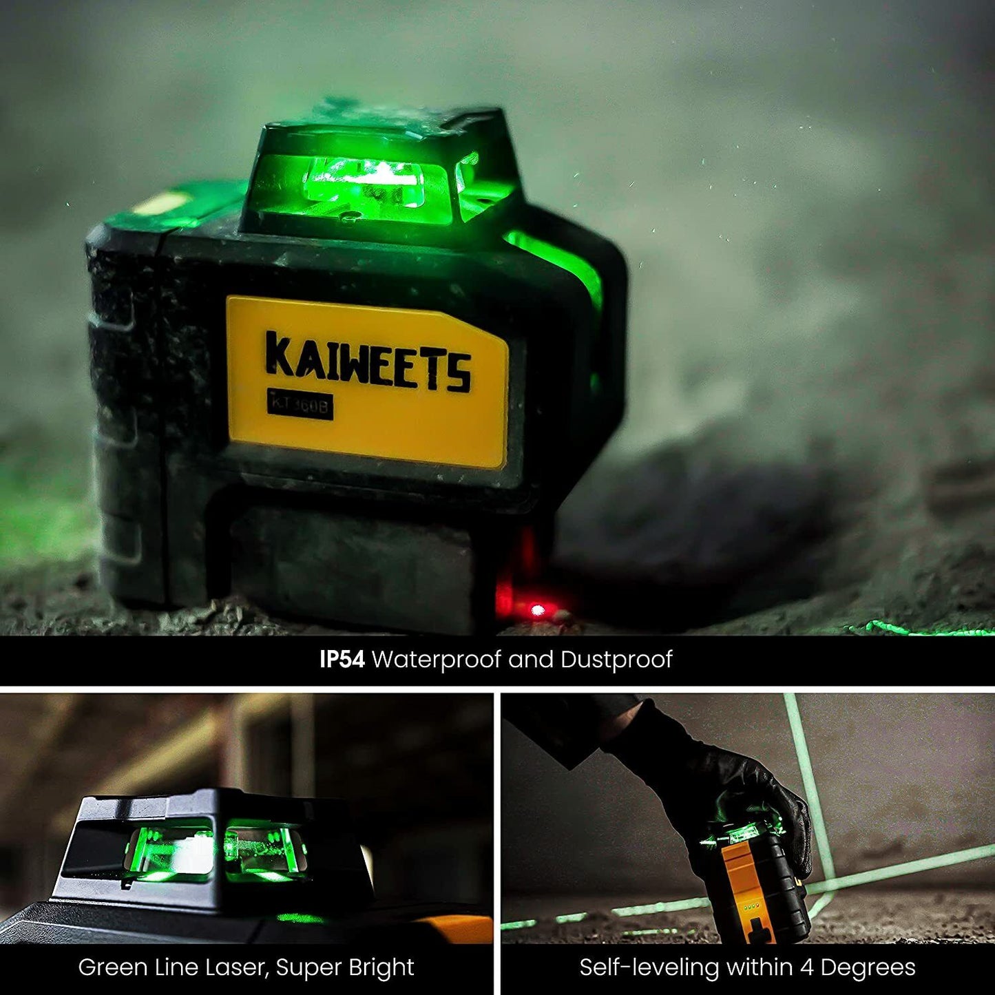 KAIWEETS KT360B Green Laser Level Self Leveling Horizontal Vertical Line Laser Level