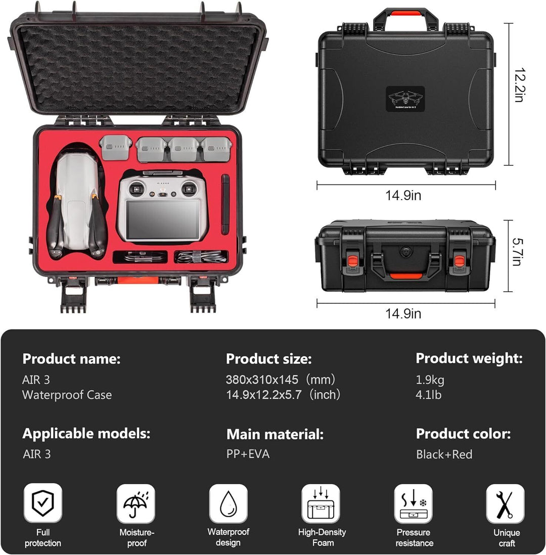 STARTRC Air 3 Hard Case Waterproof Carrying Case for DJI Air 3 Fly More Combo