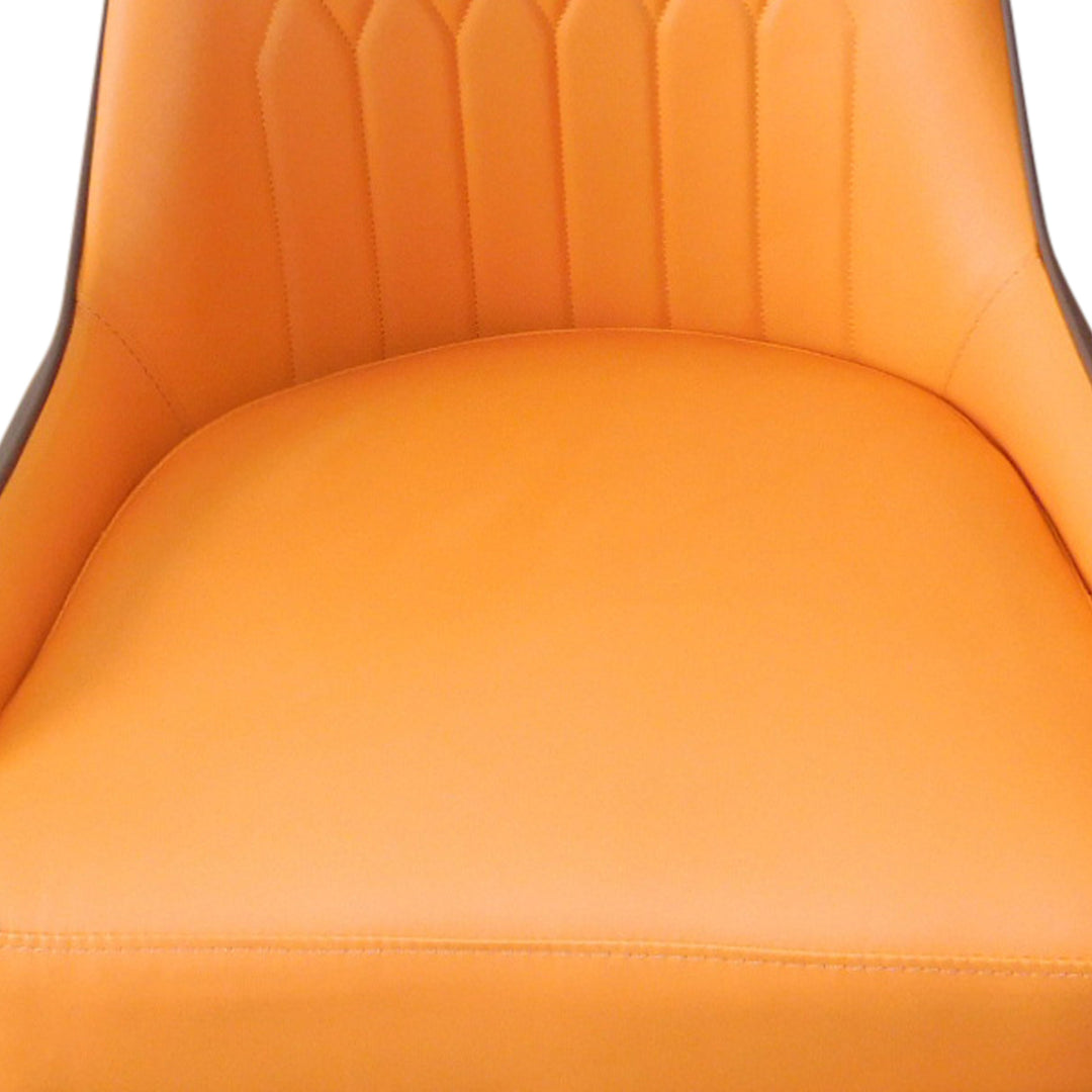 2X Dining Chairs Orange Colour Premium Leatherette Carbon Steel Frame Firm Support