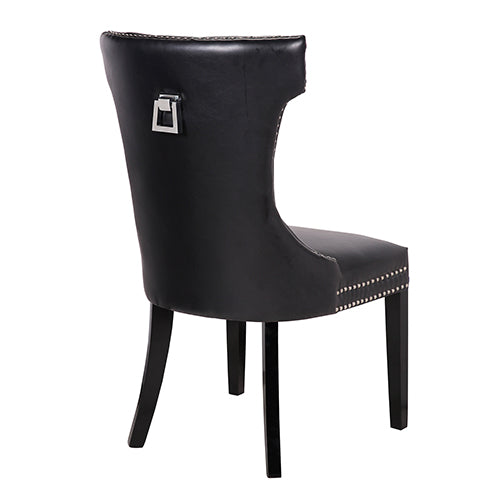 Century 2X Dining Chair Black Pu Wooden Legs