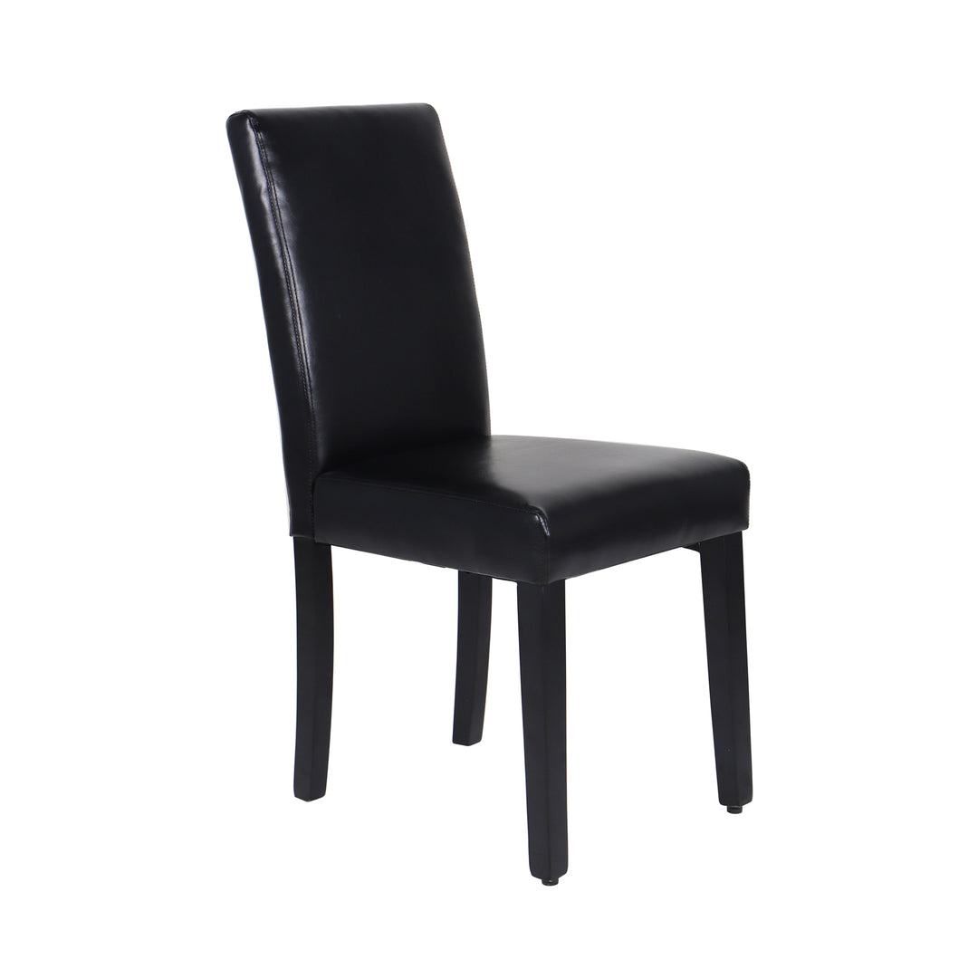 2x Wooden Frame Black Leatherette Dining Chairs with Solid Pine Legs