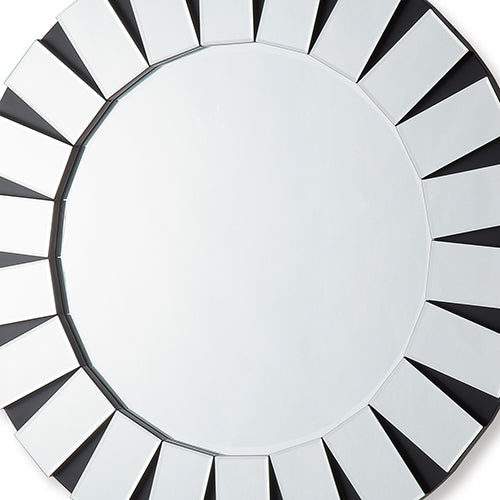 Wall Mirror MDF Construction Round Shape Combination of Black & Silver Colour