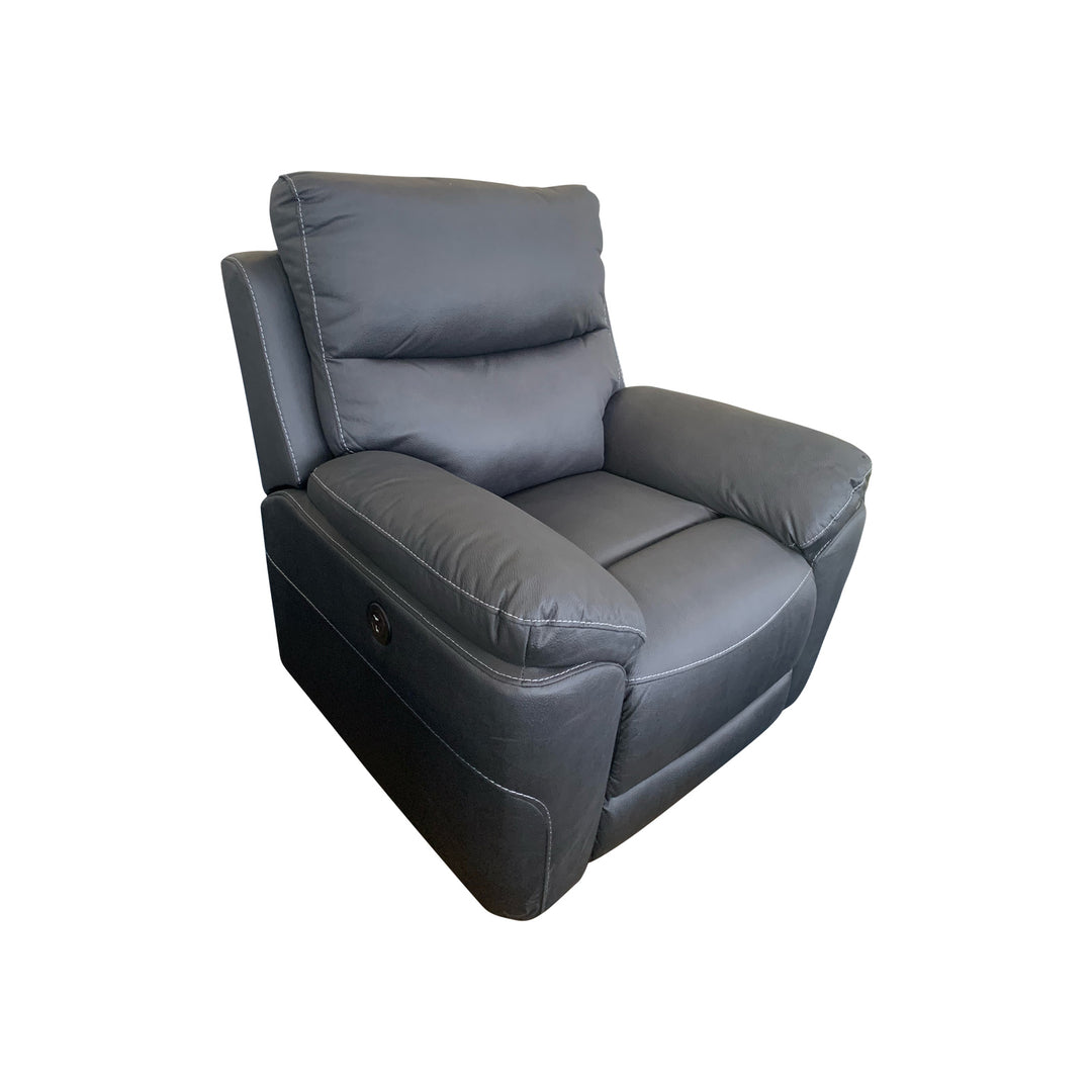 1R Finest Fabric Electric Recliner Feature Multi Positions Ultra Cushioned USB Outlets in Charcoal Colour