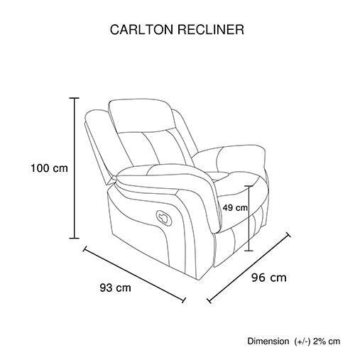 Carlton 3R+1R+1R Finest Fabric Recliner Sturdy Construction Metal Mechanism