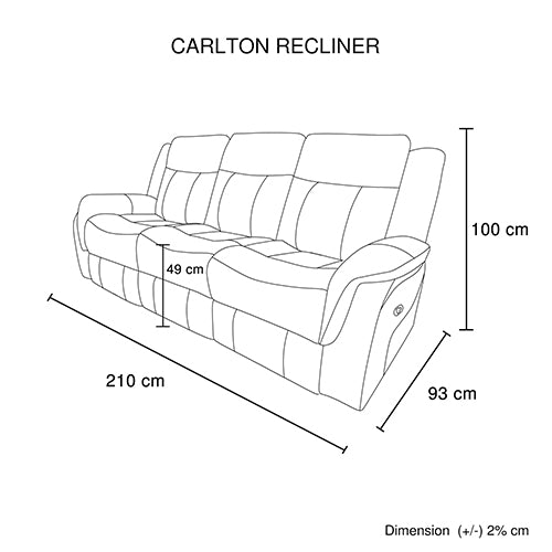 Carlton 3R+1R+1R Finest Fabric Recliner Sturdy Construction Metal Mechanism