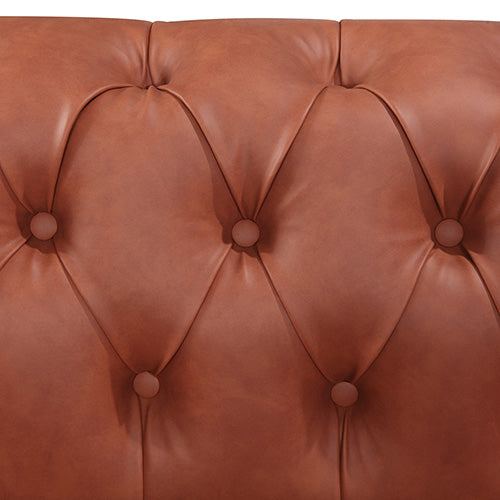 2 Seater 3 Seater Brown Sofa Lounge Set Button Tufted in Faux Leather