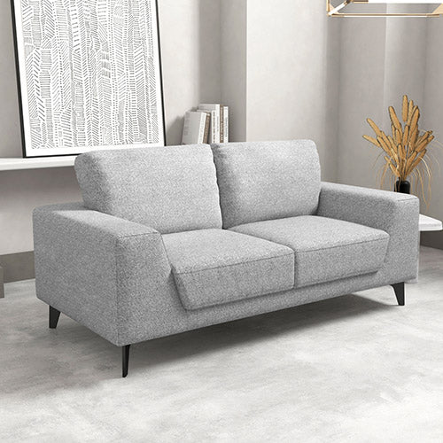 2 Seater Sofa Light Grey Fabric Lounge Set for Living Room Couch with Solid Wooden Frame Black Legs