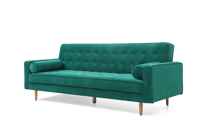 Sofa Bed 3 Seater Button Tufted Lounge Set for Living Room Couch in Velvet Green Colour