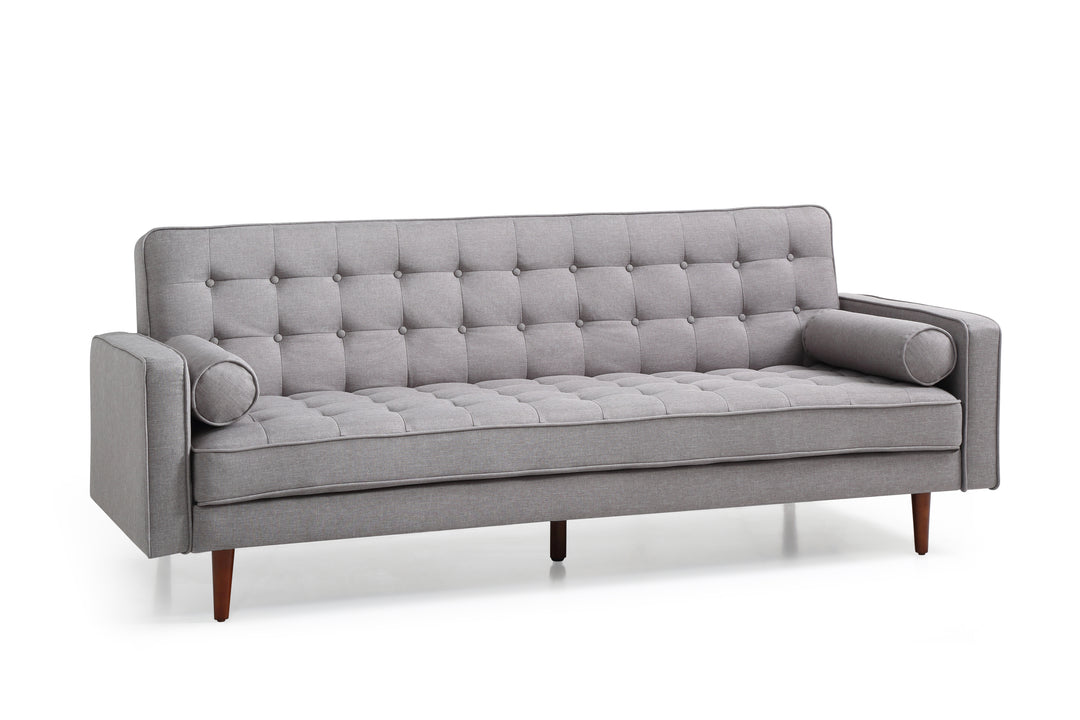 Sofa Bed 3 Seater Button Tufted Lounge Set for Living Room Couch in Fabric Grey Colour