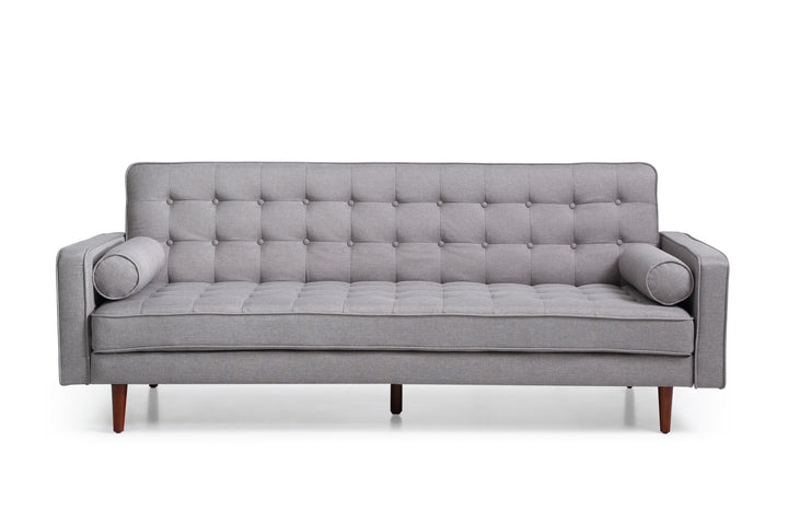 Sofa Bed 3 Seater Button Tufted Lounge Set for Living Room Couch in Fabric Grey Colour