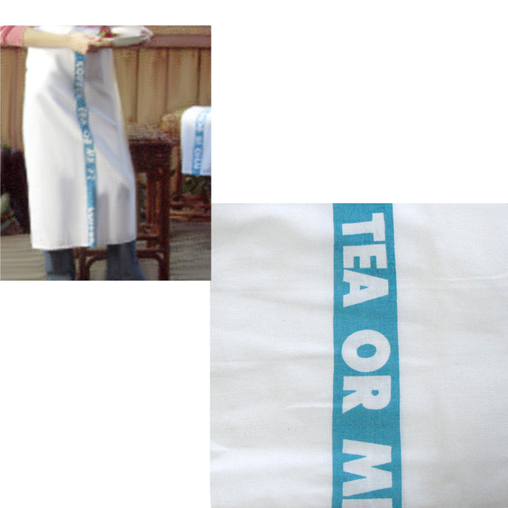 Coffee, Tea or Me Blue White Master Chef Half Cotton Apron 86 x 96 cm