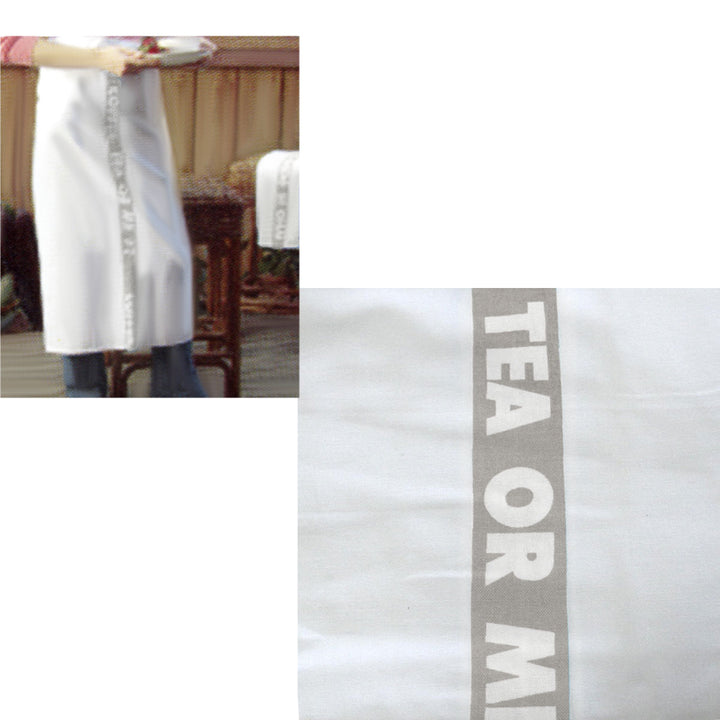 Coffee, Tea or Me Taupe White Master Chef Half Cotton Apron 86 x 96 cm