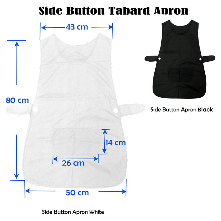 Ladies Women Side Button Tabard Apron 50x80 cm White