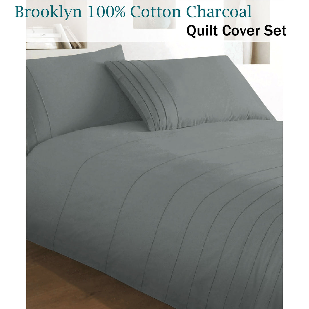 Brooklyn Charcoal Quilt Cover Set King