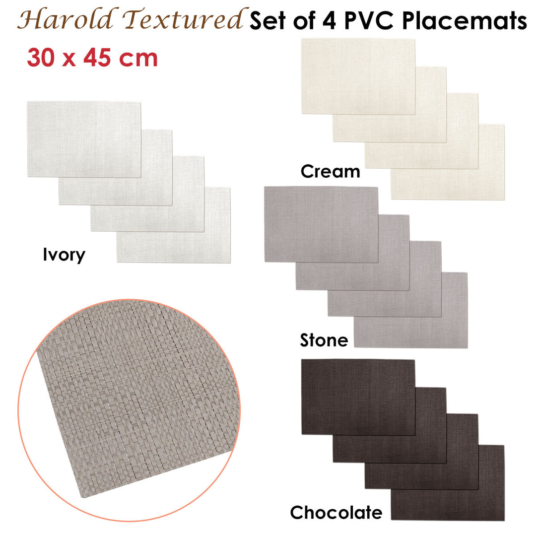 Choice Set of 4 PVC Table Placemats Harold Ivory