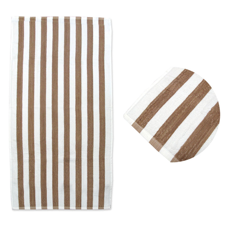 Coffee Stripes Cotton Terry Beach Towel