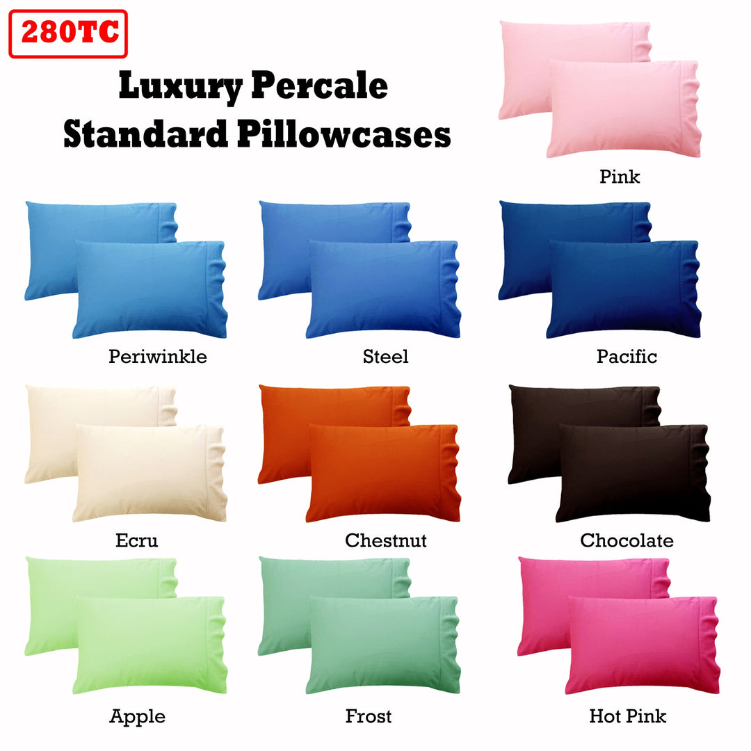 280TC Luxury Percale Standard Pillowcases Perwinkle