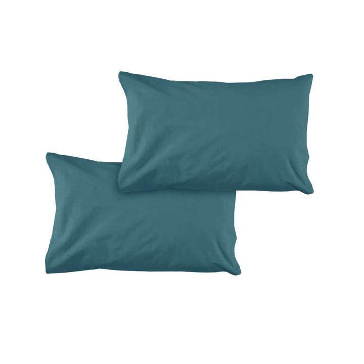 Pair of Solid Colour Microfiber Standard Pillowcases 48x73cmx15cm (Flap) Air Force