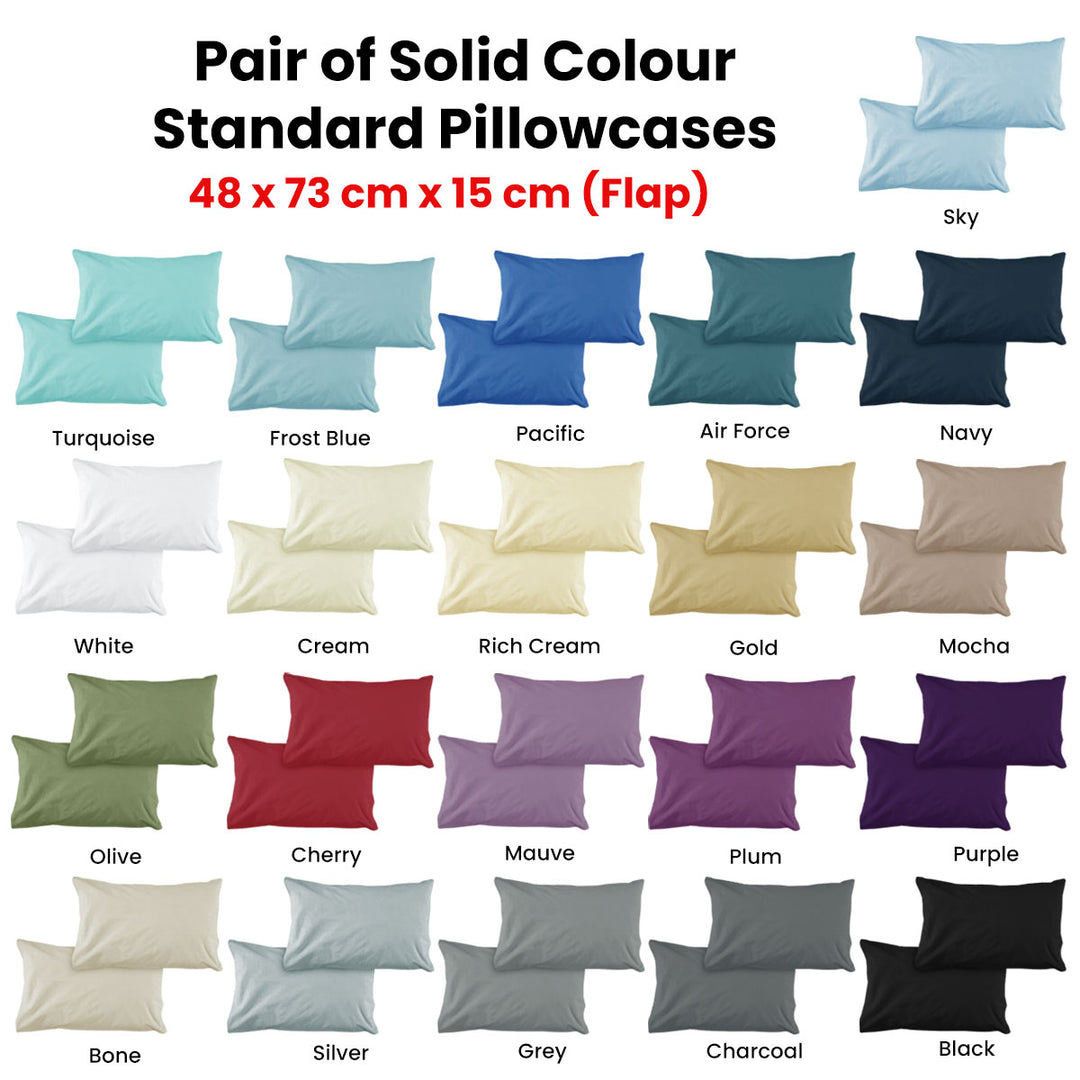 Pair of Solid Colour Microfiber Standard Pillowcases 48x73cmx15cm (Flap) Air Force